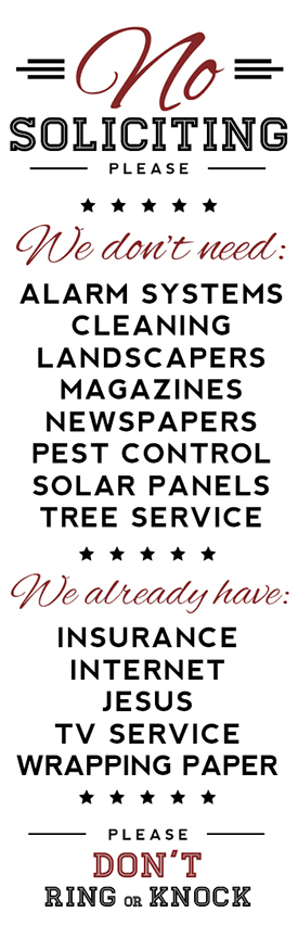 No Soliciting Without Cookies